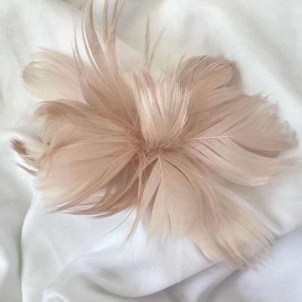 Apricot light peach Feather Fascinator Hair Clip, brooch pin. Handmade